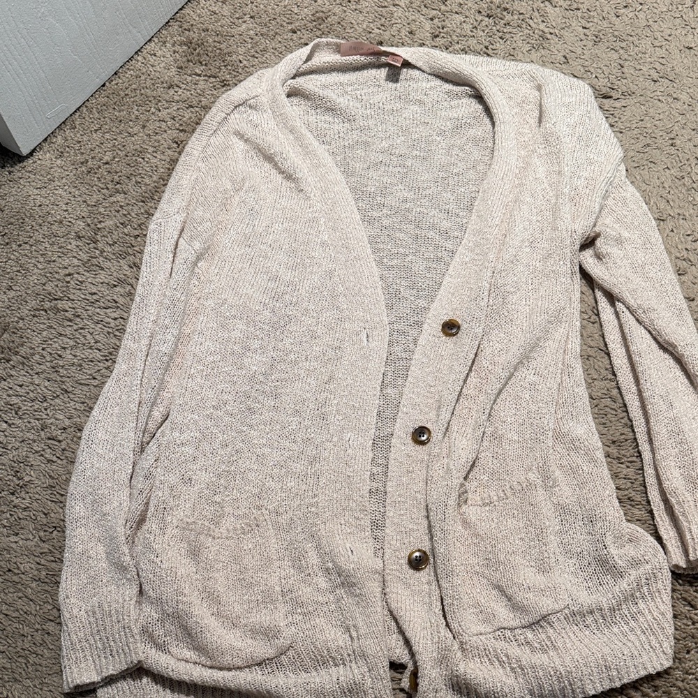 Willow Light Beige Open-Front Cardigan Sweater